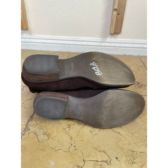 Fossil Womens Boots Sz 11 Chocolate Brown Suede Leather Western Ranch Cowgirl - Picture 10 of 13